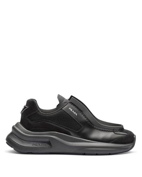 prada suede slip on sneaker|prada brushed leather sneakers.